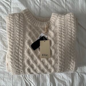 Elie Tahari Soft Cream Cable Knit Sweater